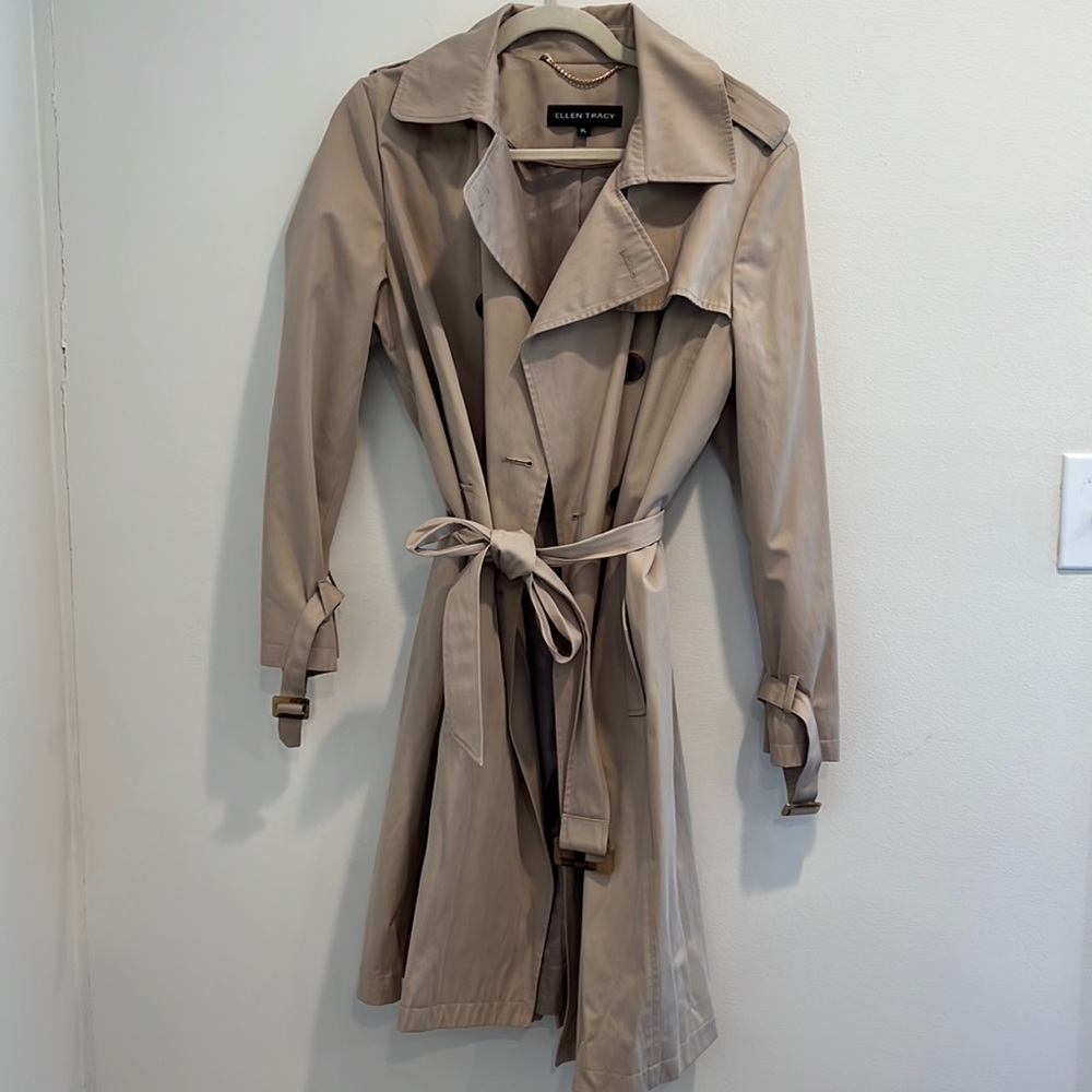 Ellen Tracy Petite Trench Coat PL Large